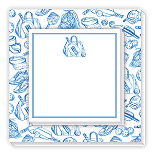 Handpainted Blue Pickleball Toile Notepad Duo -The Pickleball Store at Auburn