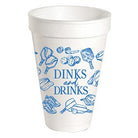 Blue Pickleball Toile Dinks and Drinks Styrofoam Cups -The Pickleball Store at Auburn