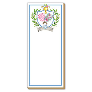 Handpainted Preppy Pickleball Crest Luxe Skinny Pad -The Pickleball Store at Auburn
