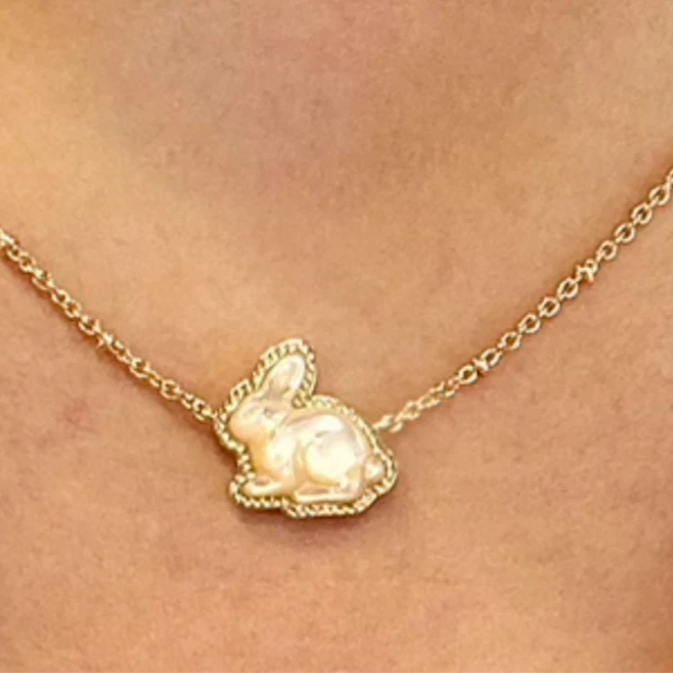 Bunny Short Necklace in Gold with Taupe Mother of Pearl -The Pickleball Store at Auburn