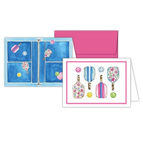 Handpainted Preppy Pickleball Gear and Court Petite Notecard Combo -The Pickleball Store at Auburn