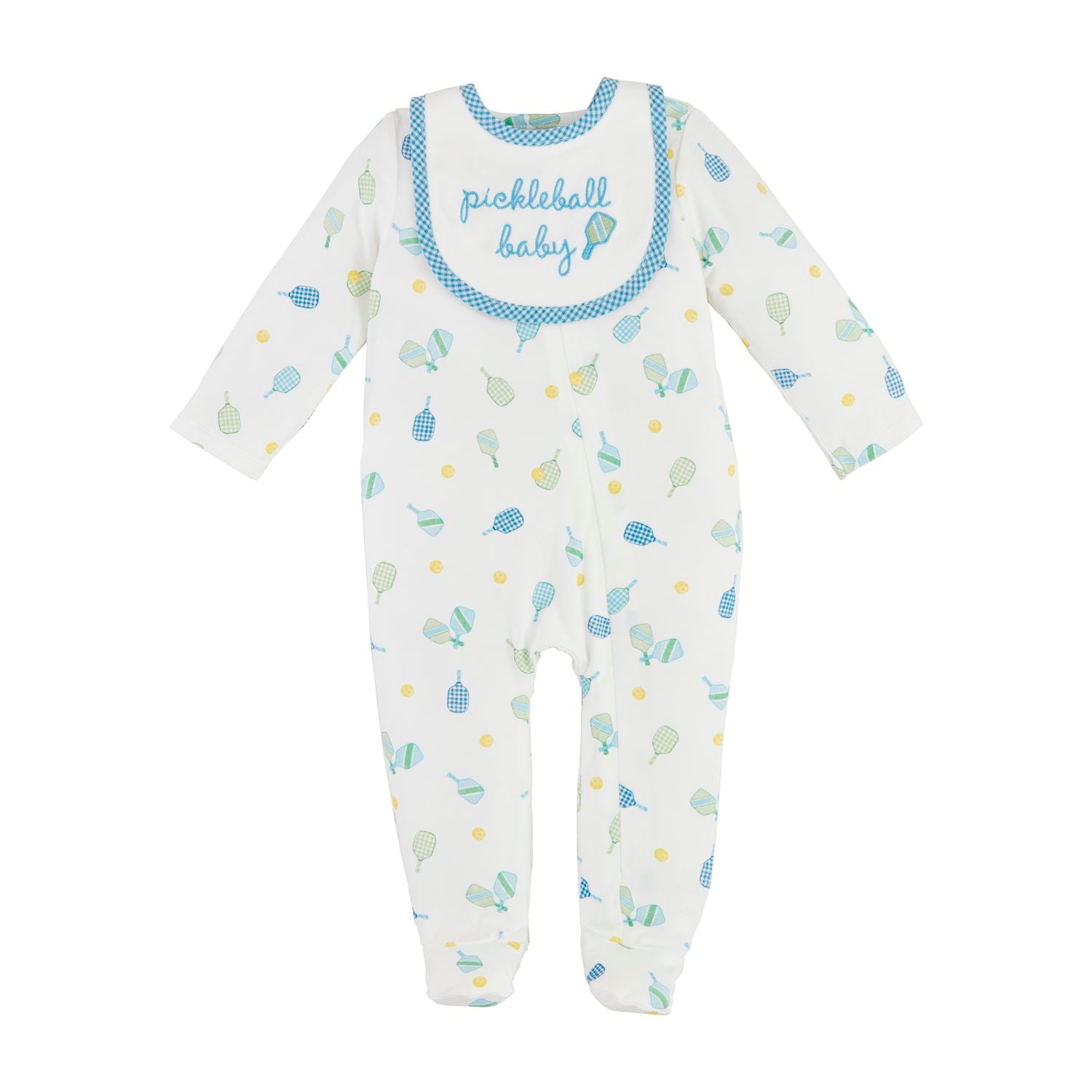 Mud Pie Blue Pickleball Sleeper and Bib Set -The Pickleball Store at Auburn