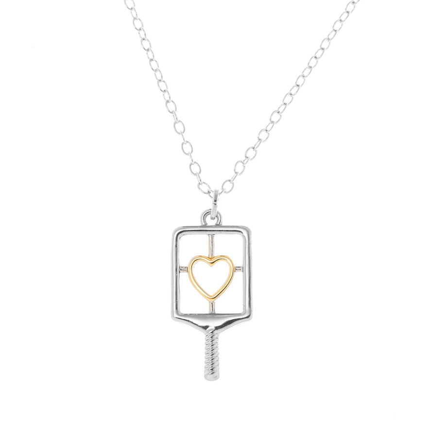 Silver Pickleball Paddle with Heart Inset Jewelry -The Pickleball Store at Auburn