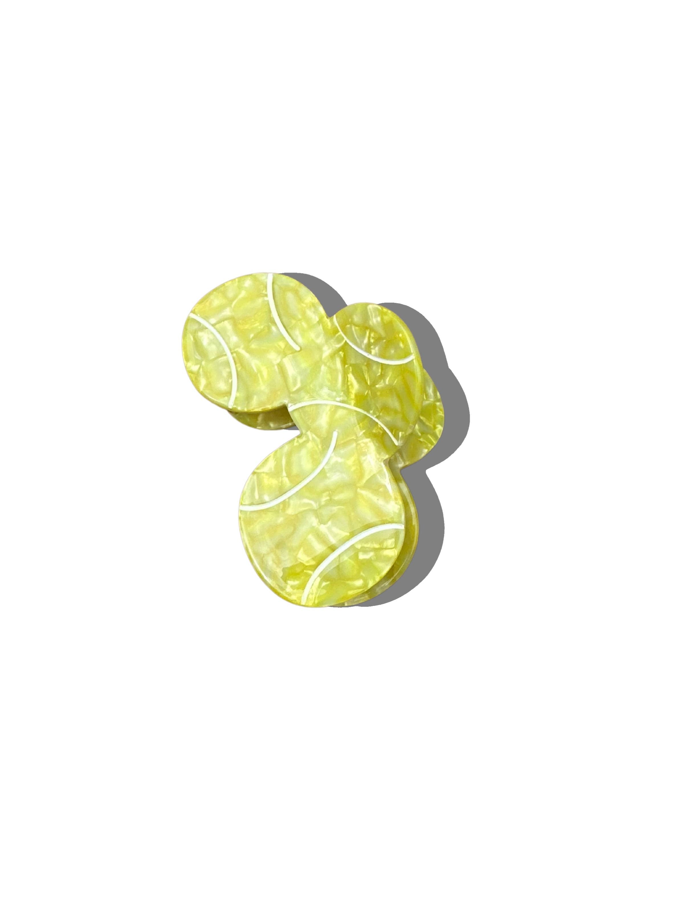 Hand-painted Tennis Ball Claw Hair Clip Yellow -The Pickleball Store at Auburn