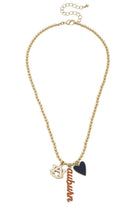 Auburn Tigers Ball Bead Charm Necklace in Shiny Gold -The Pickleball Store at Auburn