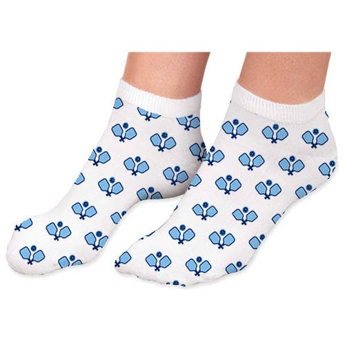 Blue Pickleball Paddles Low Cut Socks -The Pickleball Store at Auburn