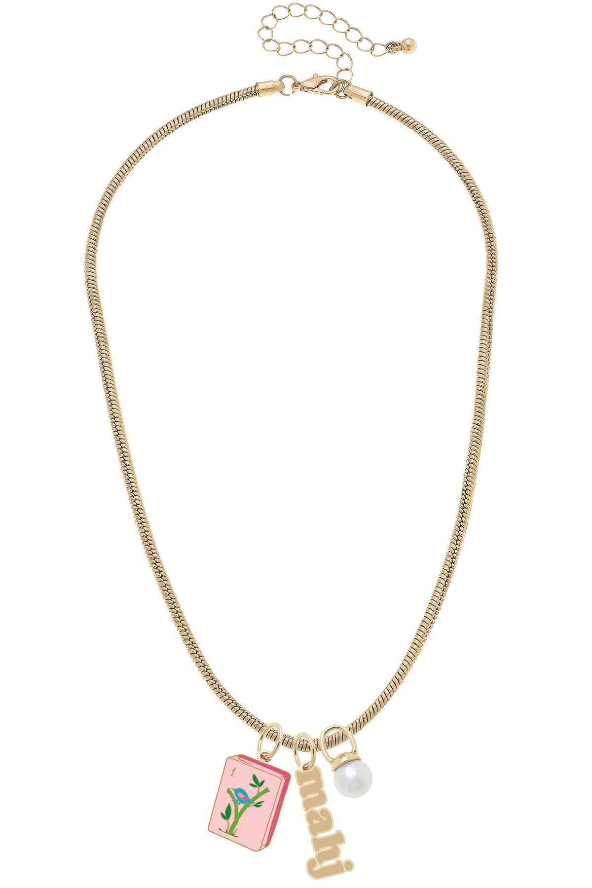 Mahjong Charm Necklace in Shiny Gold -The Pickleball Store at Auburn