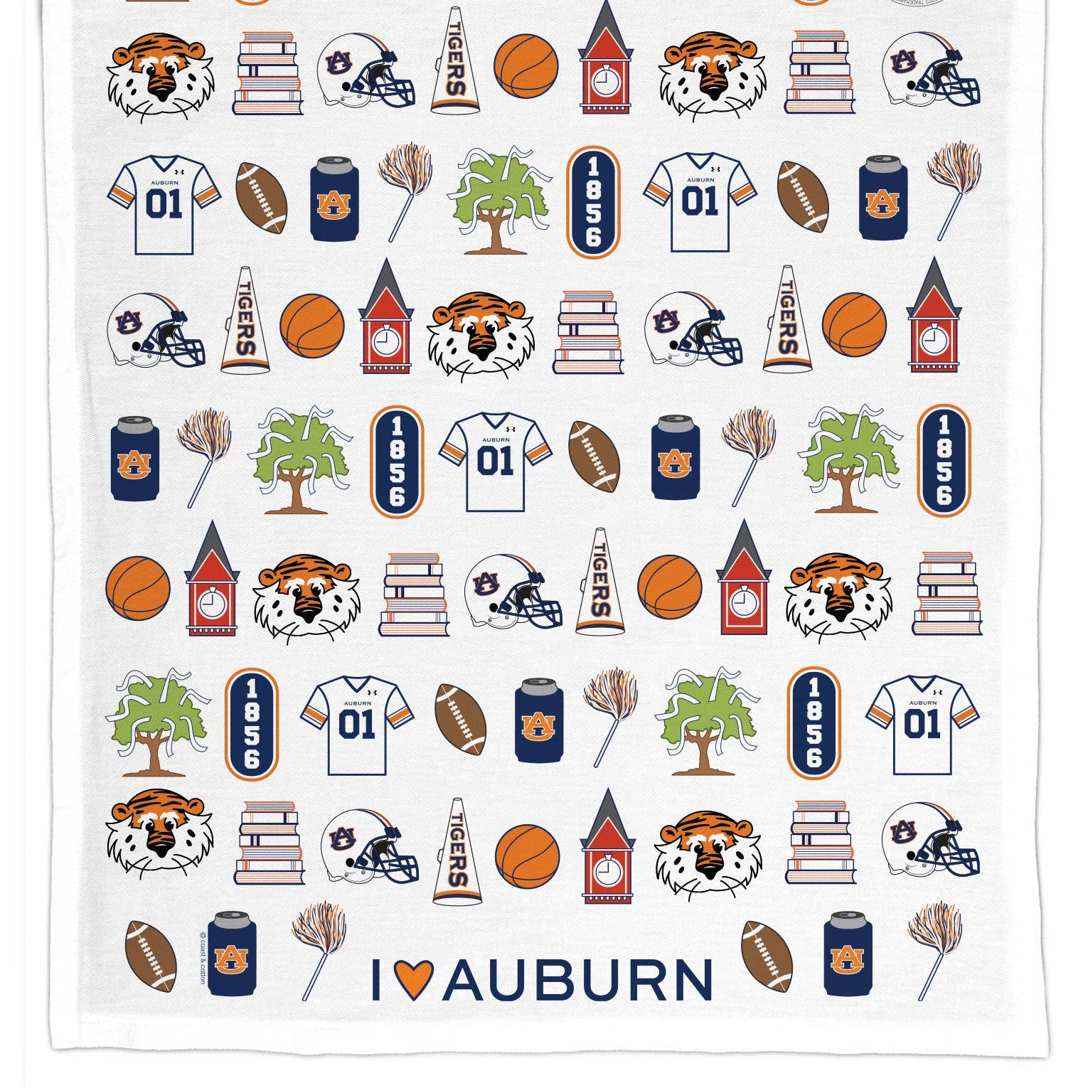 I Heart Auburn Organic Cotton Tea Towel -The Pickleball Store at Auburn