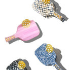 Hand-painted Pickleball Paddle Claw Hair Clip Gray Check -The Pickleball Store at Auburn