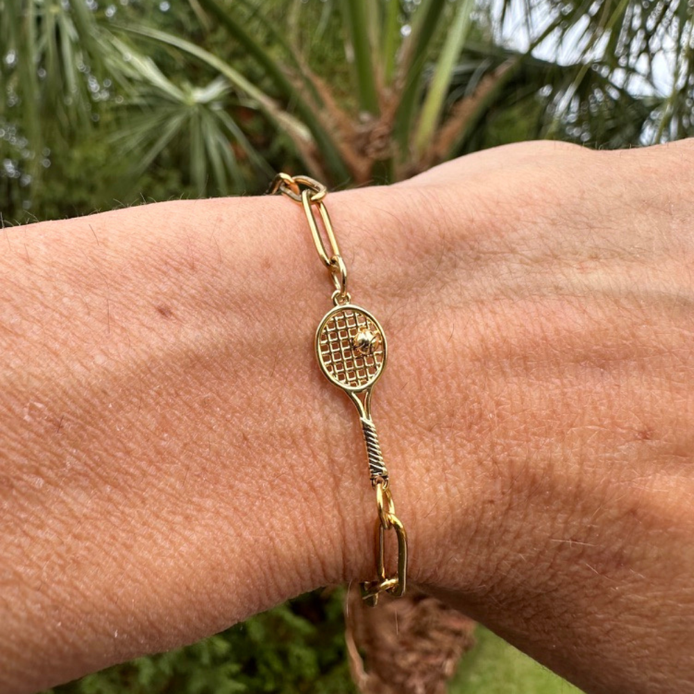Gold Tennis Paper Clip Bracelet -The Pickleball Store at Auburn