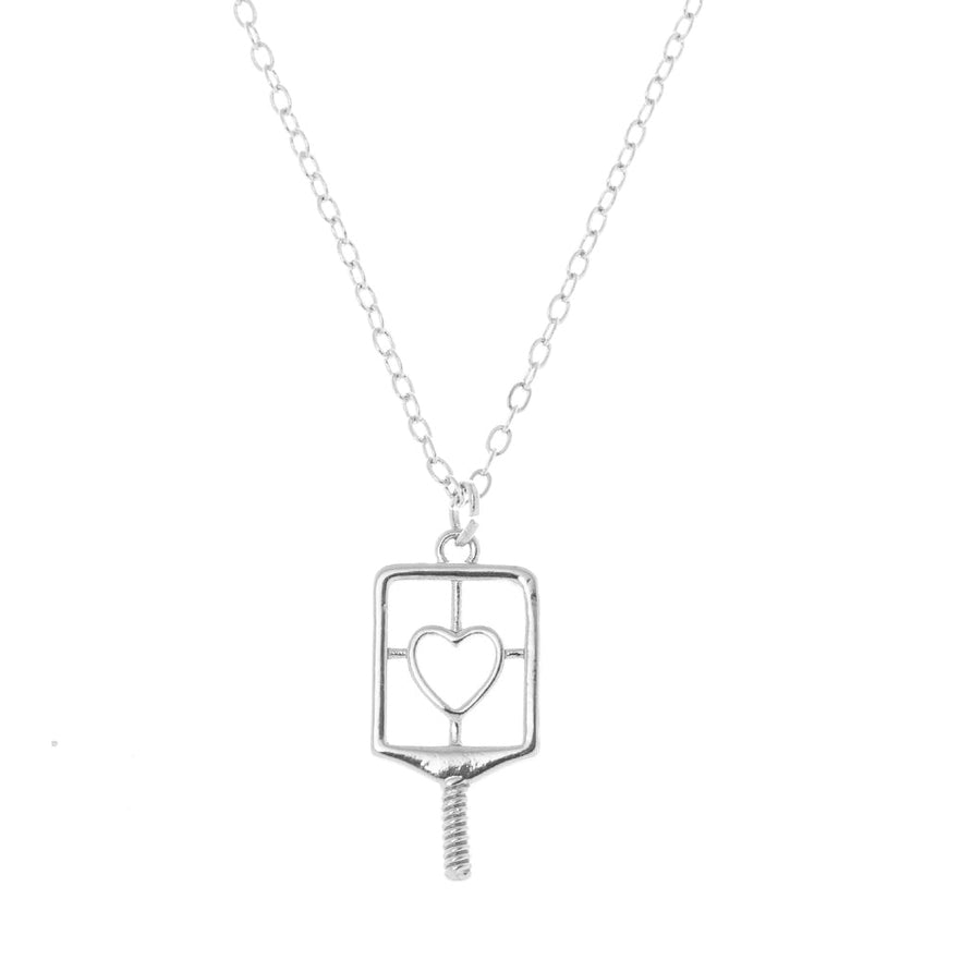 Silver Pickleball Paddle with Heart Inset Jewelry -The Pickleball Store at Auburn