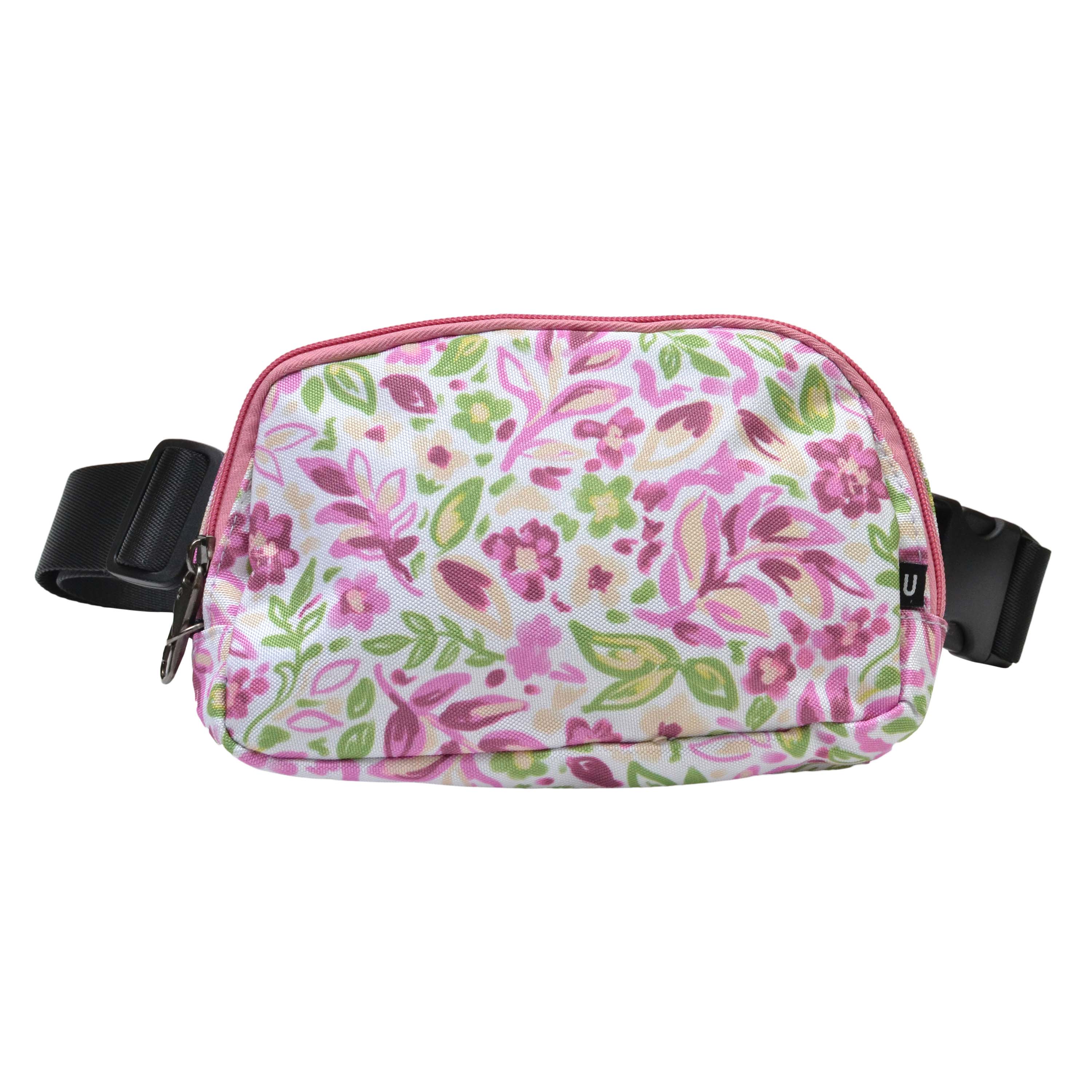 Nupouch Crescent Belt Bag - Pink & Green Floral -The Pickleball Store at Auburn