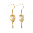 Tennis Racket Dangle Earrings with Pearls -The Pickleball Store at Auburn