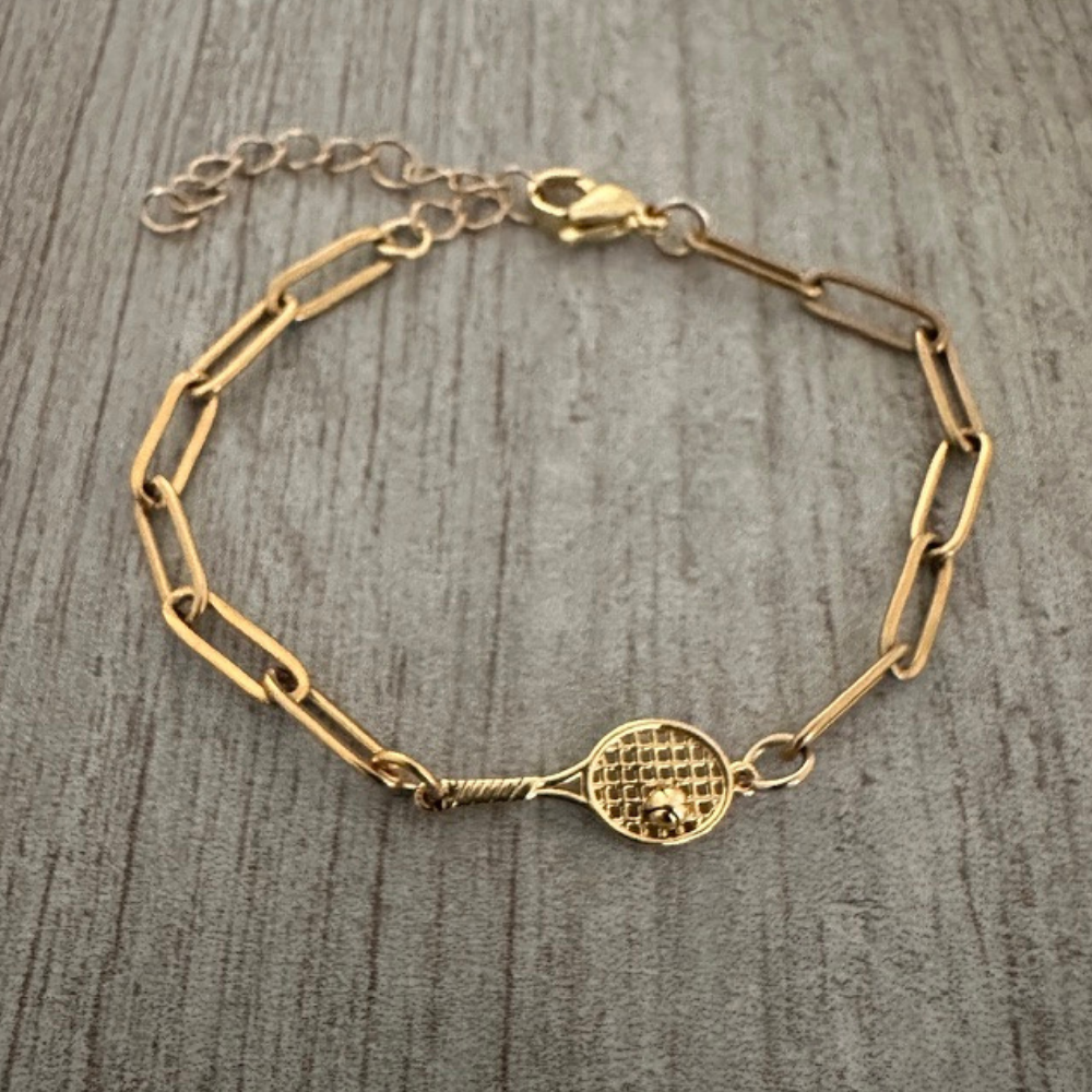 Gold Tennis Paper Clip Bracelet -The Pickleball Store at Auburn