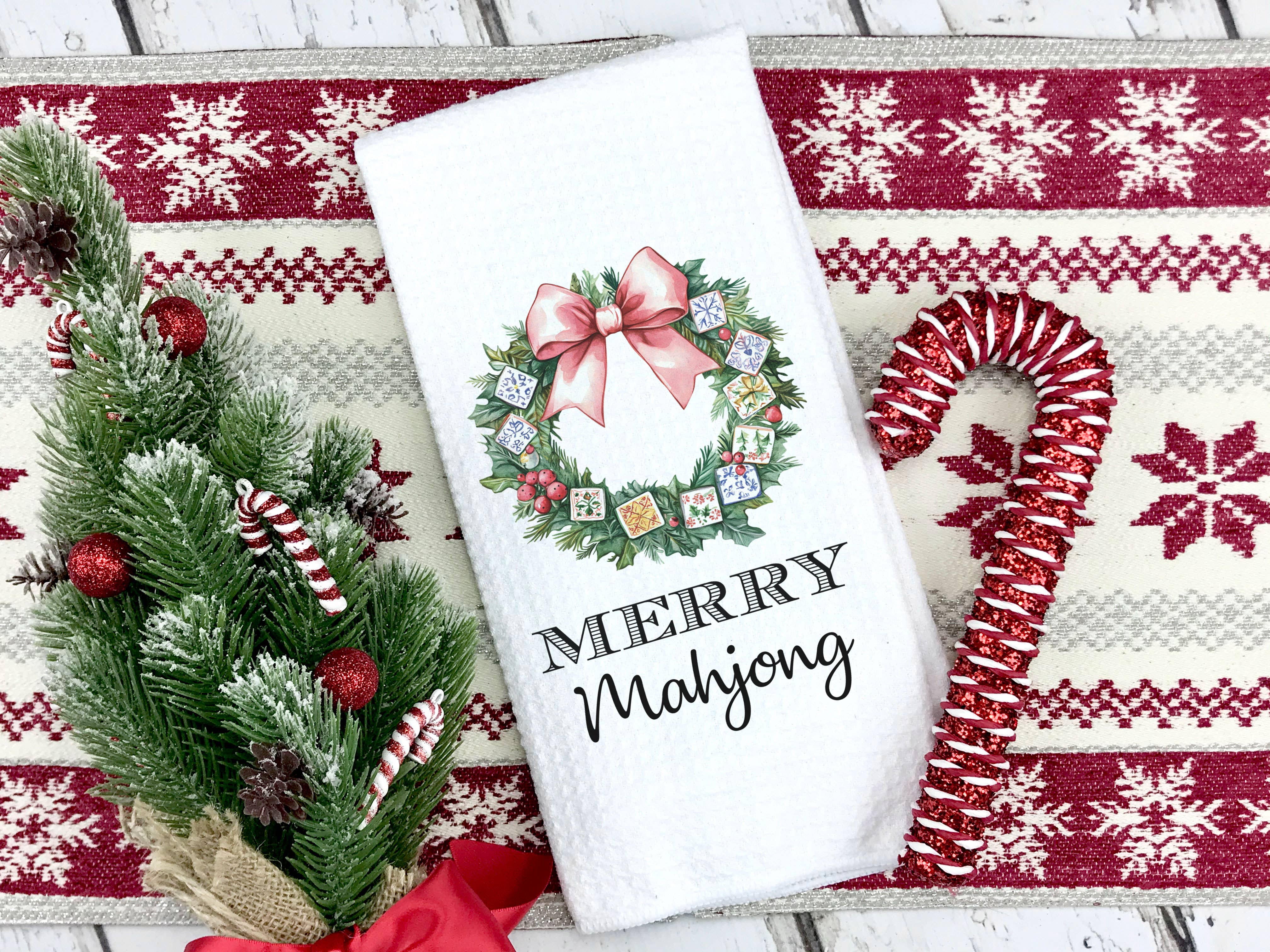 Merry Mahjong Christmas Towel -The Pickleball Store at Auburn
