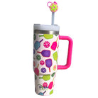 Pickleball 30oz Tumbler- Multi Paddles with Pink Handle and Straw -The Pickleball Store at Auburn