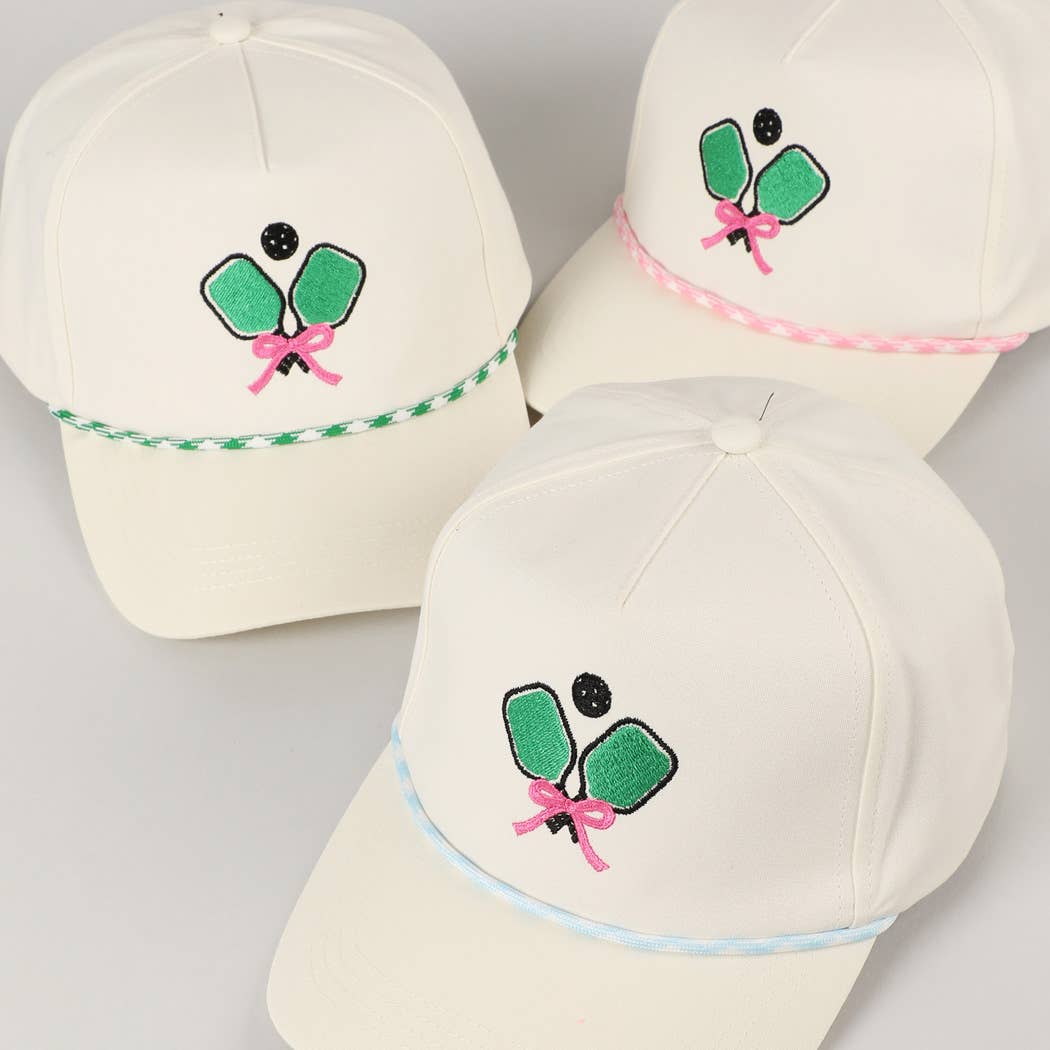 Pickleball Pad Ball Ribbon Embroidery Trucker Hat: LT BLUE / ONE SIZE -The Pickleball Store at Auburn