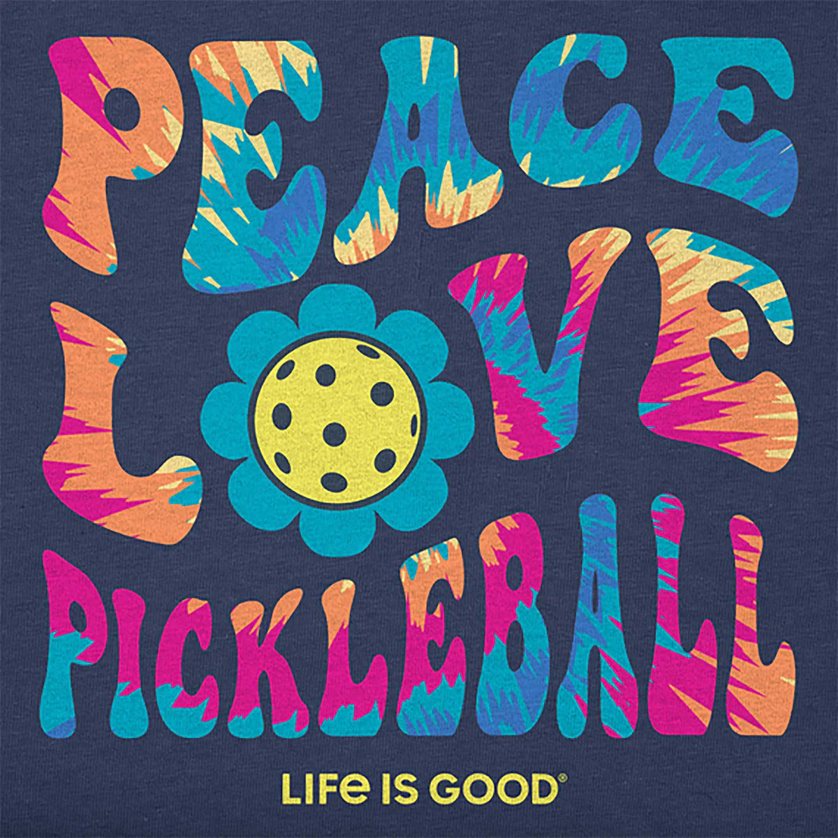 Women's Groovy Navy Peace Love Pickleball Short Sleeve Tee -The Pickleball Store at Auburn