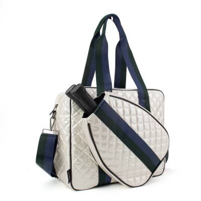 Puffer Pickleball Bag Diamond Pearl with Blue Stripe -The Pickleball Store at Auburn