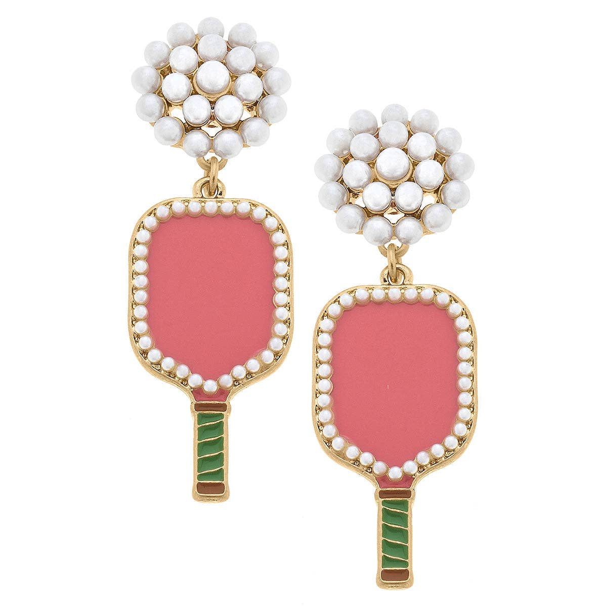 Ellie Pickleball Pearl Cluster Drop Earrings in Blue or Pink -The Pickleball Store at Auburn