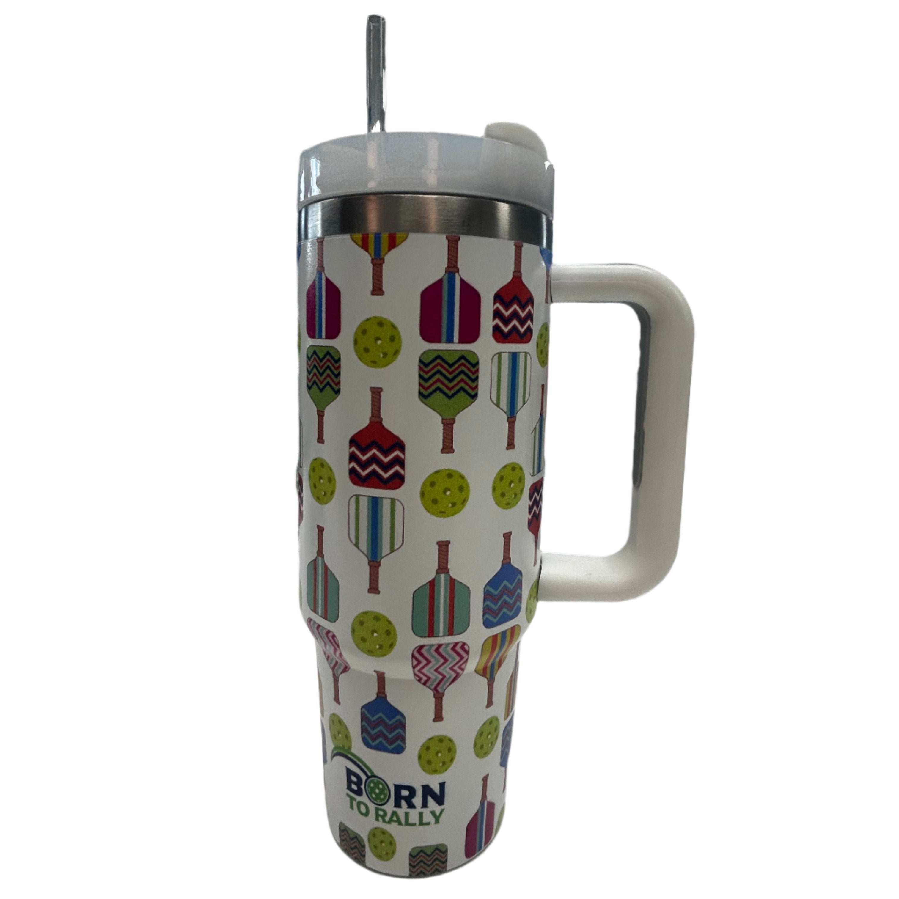 Pickleball 30oz Tumbler- Multi Paddle Design with Straw -The Pickleball Store at Auburn