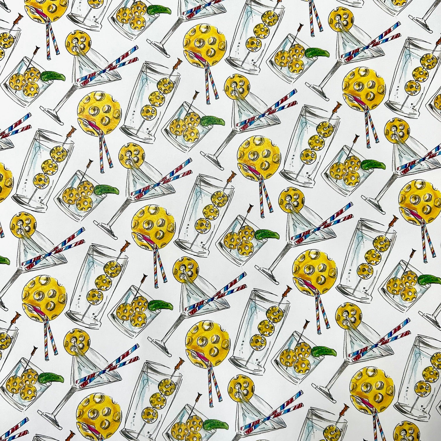 Hand Painted Pickleball Cocktails Wrapping Paper -The Pickleball Store at Auburn