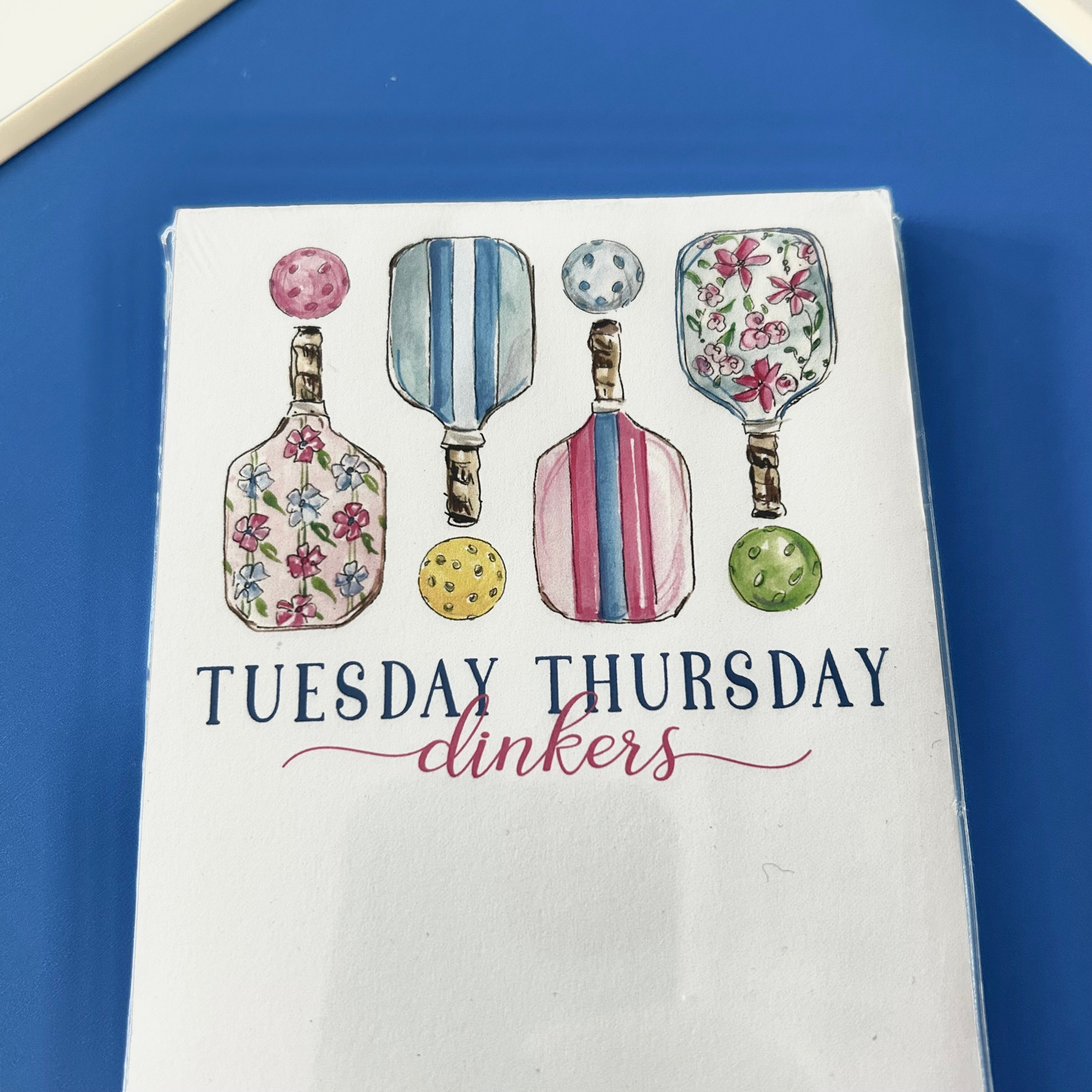 Handpainted Preppy Pickleball Tuesday/Thursday Dinkers Skinny Notepad -The Pickleball Store at Auburn