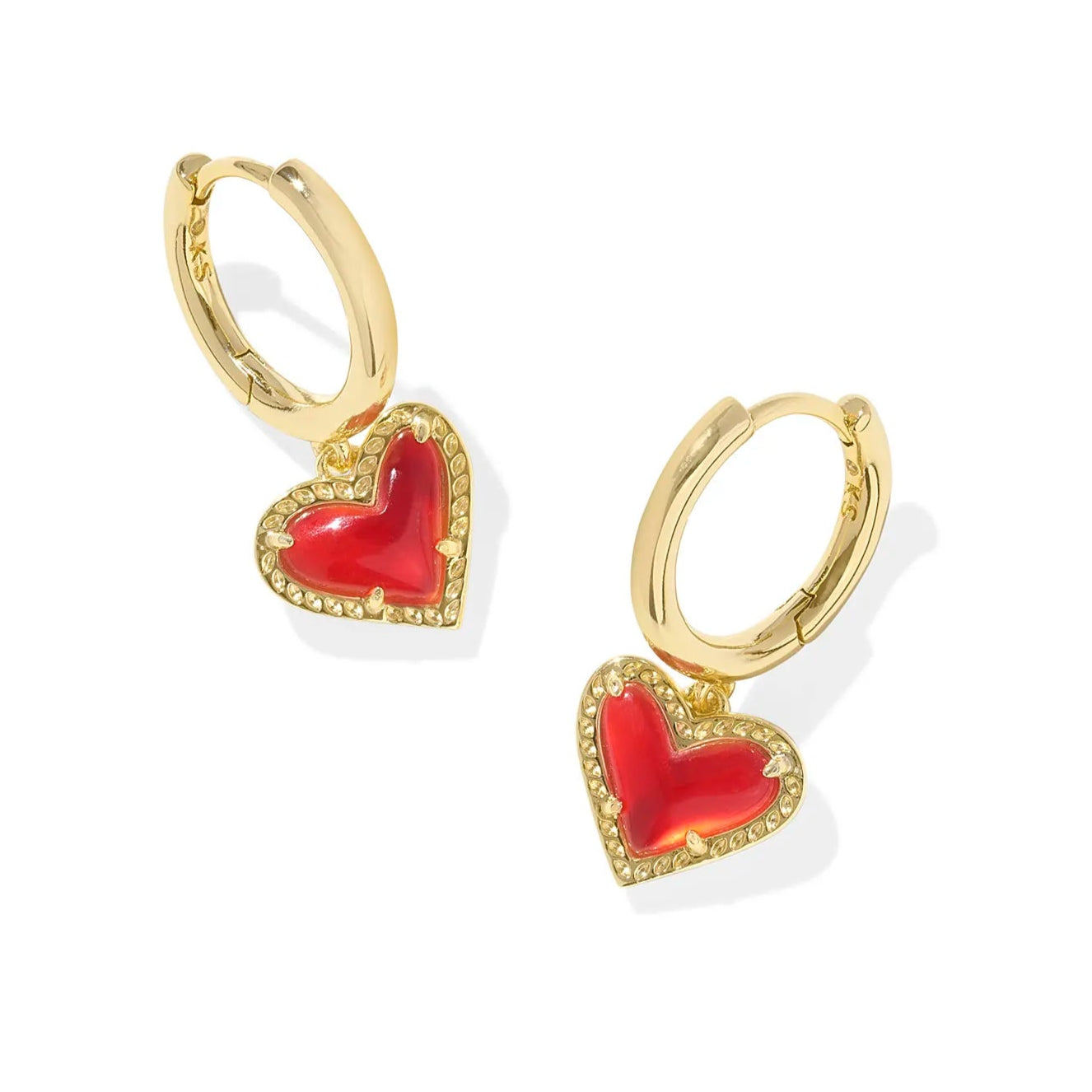 Ari Heart Gold Huggie Earrings in Red Illusion -The Pickleball Store at Auburn
