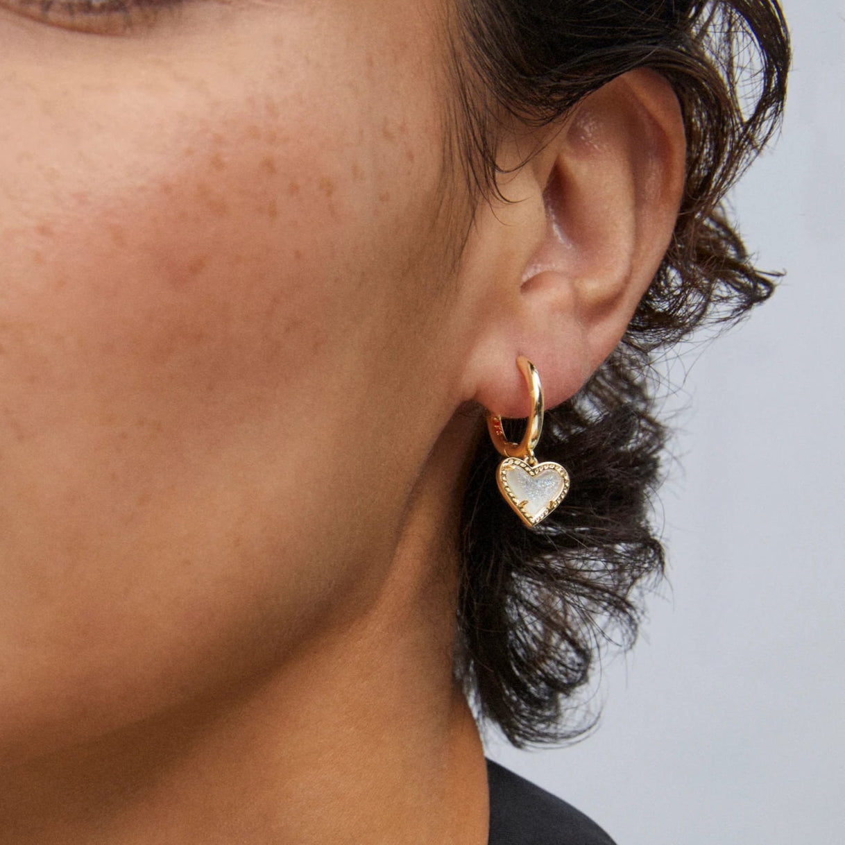 Ari Heart Gold Huggie Earrings in Red Illusion -The Pickleball Store at Auburn
