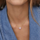 Ari Heart Gold Pendant Necklace in Bubblegum Pink Opal -The Pickleball Store at Auburn