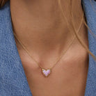 Ari Heart Gold Pendant Necklace in Bubblegum Pink Opal -The Pickleball Store at Auburn