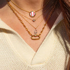 Baseball Gold Short Pendant Necklace in Ivory Mother-of-Pearl -The Pickleball Store at Auburn