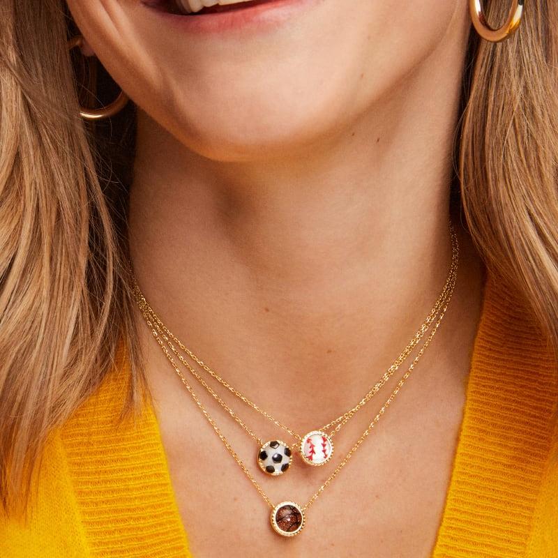 Baseball Gold Short Pendant Necklace in Ivory Mother-of-Pearl -The Pickleball Store at Auburn