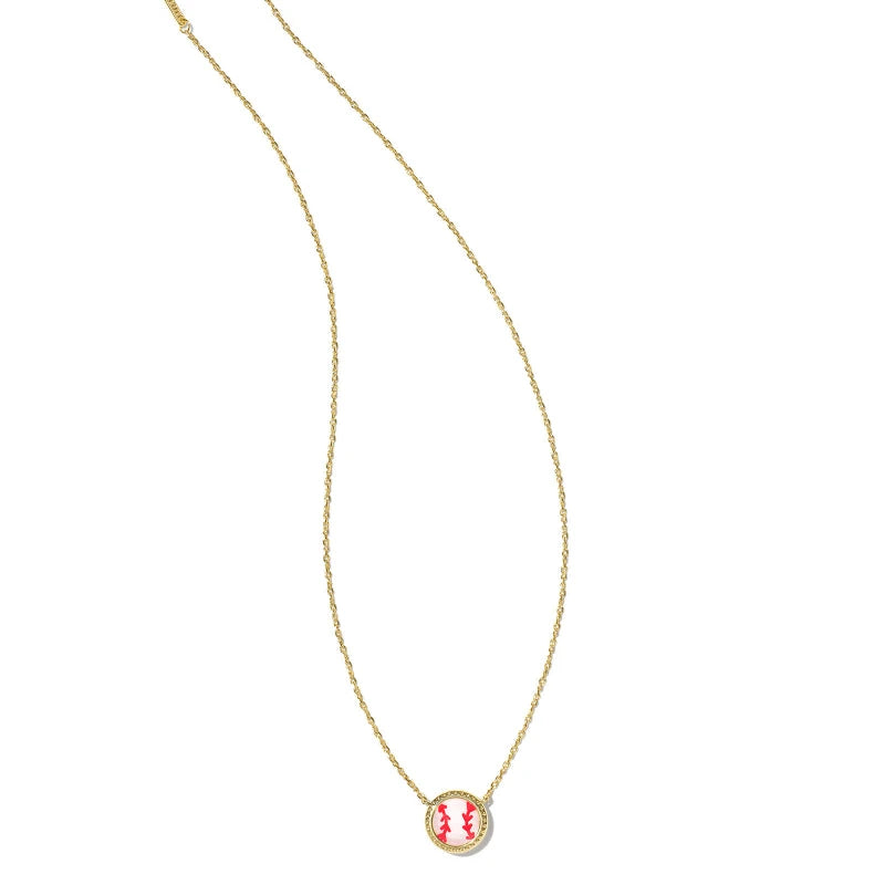 Baseball Gold Short Pendant Necklace in Ivory Mother-of-Pearl -The Pickleball Store at Auburn