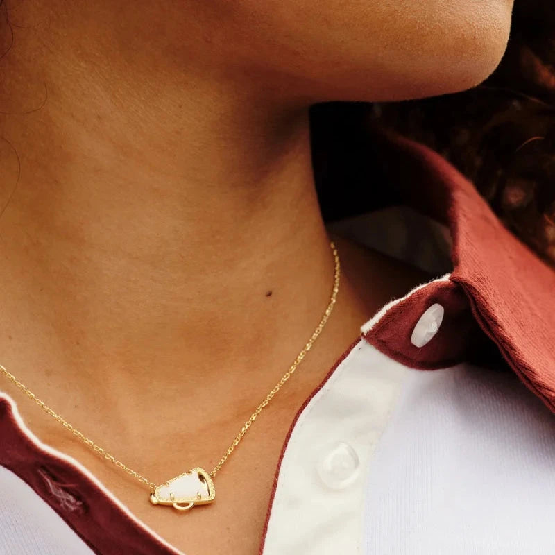 Cheer Gold Short Pendant Necklace in White Mother-of-Pearl -The Pickleball Store at Auburn