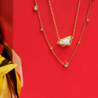 Cheer Gold Short Pendant Necklace in White Mother-of-Pearl -The Pickleball Store at Auburn