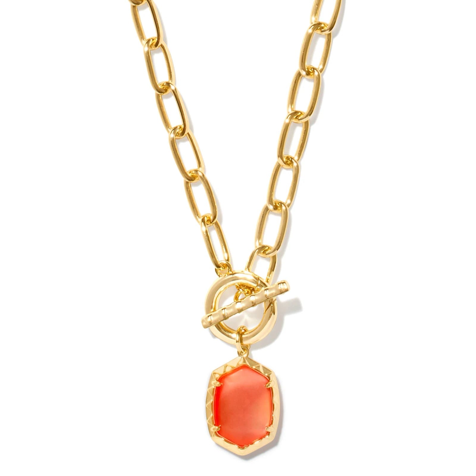 Daphne Link Chain Necklace in Coral Pink Mother-of-Pearl -The Pickleball Store at Auburn