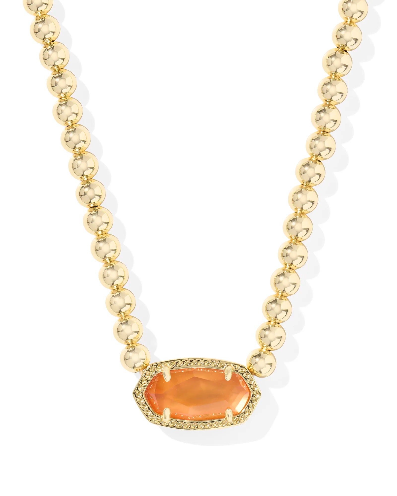 Elisa Gold Beaded Necklace in Gold Papaya Mother of Pearl Necklace -The Pickleball Store at Auburn