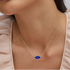 Elisa Gold Pendant Necklace in Cobalt Cats Eye -The Pickleball Store at Auburn
