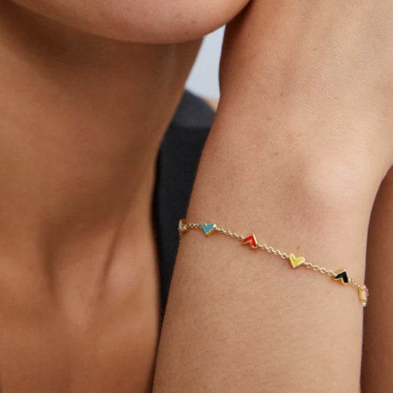 Haven Heart Gold Chain Bracelet in Multi Mix -The Pickleball Store at Auburn