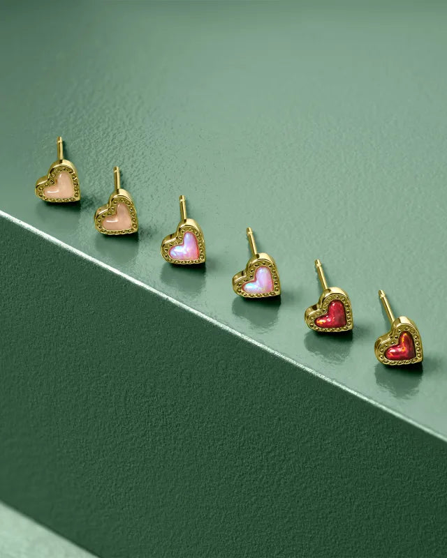 Mini Ari Heart Gold Stud Earrings in two colors -The Pickleball Store at Auburn