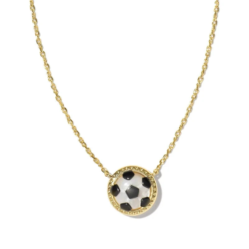 Soccer Gold Short Pendant Necklace in White Mother-of-Pearl -The Pickleball Store at Auburn