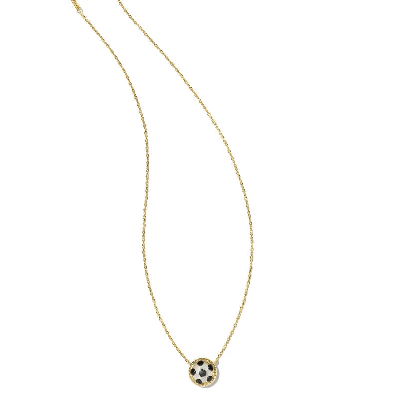 Soccer Gold Short Pendant Necklace in White Mother-of-Pearl -The Pickleball Store at Auburn