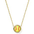 Softball Gold Short Pendant Necklace in Chartreuse Magnesite -The Pickleball Store at Auburn