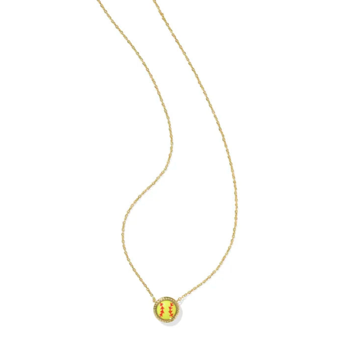 Softball Gold Short Pendant Necklace in Chartreuse Magnesite -The Pickleball Store at Auburn