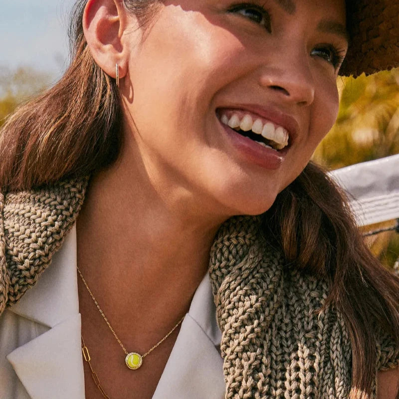 Tennis Gold Short Pendant Necklace in Chartreuse Magnesite -The Pickleball Store at Auburn