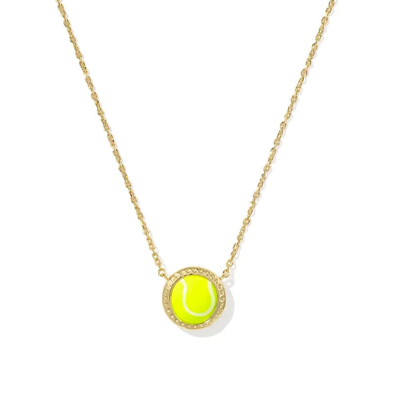 Tennis Gold Short Pendant Necklace in Chartreuse Magnesite -The Pickleball Store at Auburn