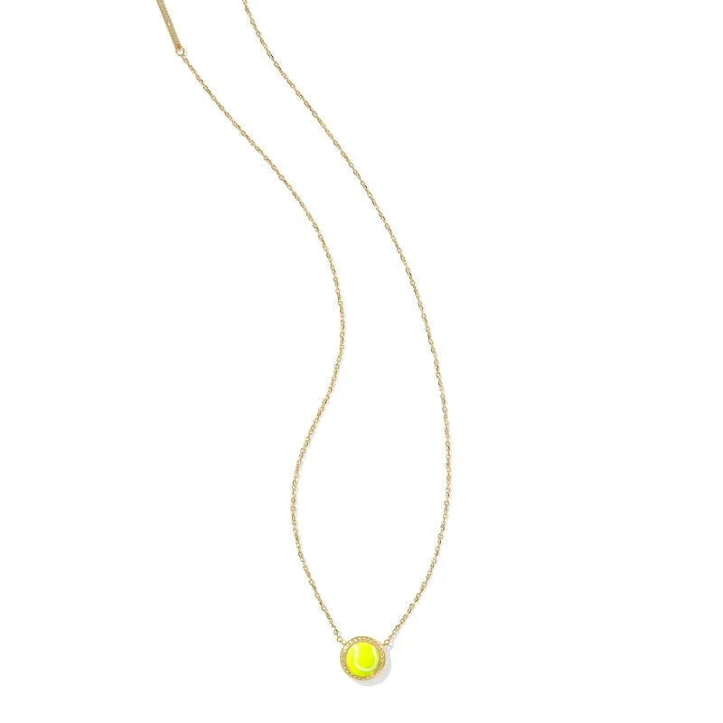 Tennis Gold Short Pendant Necklace in Chartreuse Magnesite -The Pickleball Store at Auburn