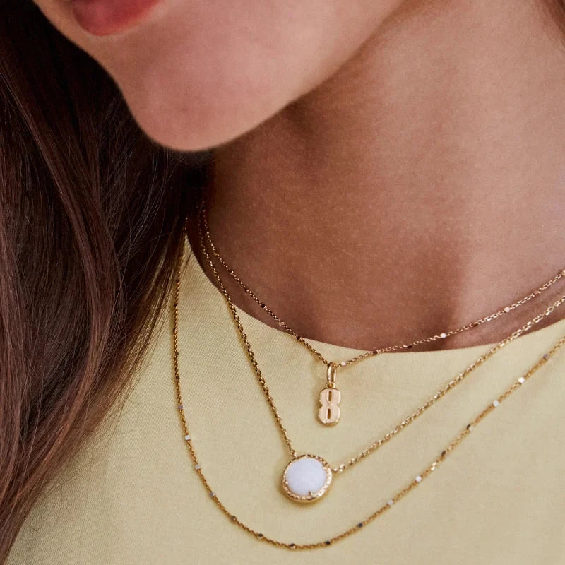 Volleyball Gold Short Pendant Necklace in White Mother-of-Pearl -The Pickleball Store at Auburn