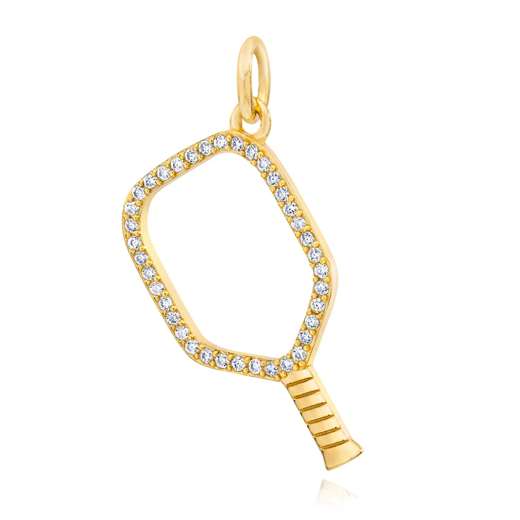 Gold Pickleball Open Paddle Pendant with CZ -The Pickleball Store at Auburn